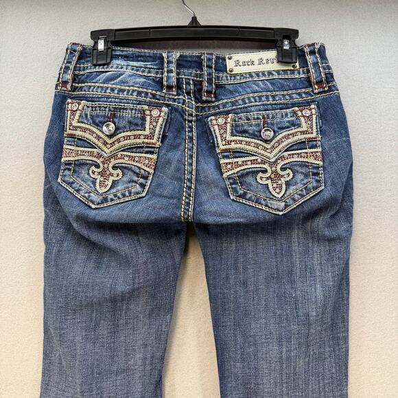 Rock Revival Jeans Women's 27 (4) Blue Celinda Low Rise Straight Blingy EUC - Picture 2 of 16